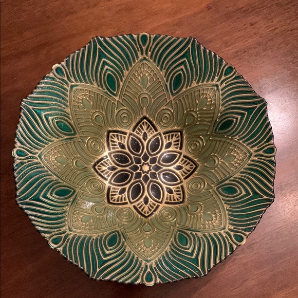 Elegant Green, Black and Gold Decorative Bowl - Picture 1 of 3